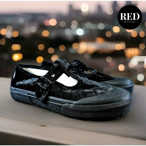 VANS Style 93 Mary Janes Black Crushed Velvet Shoes VN0A3XTJBMA - Women's Sz 9.5 - Picture 3 of 13